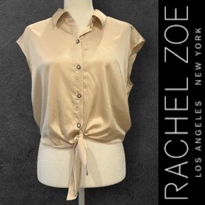 Rachel Zoe Tie Front Champagne Blouse, Size M, MSRP $35